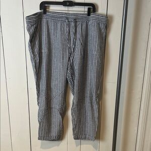 Old Navy women’s Striped High-Waist Linen Blend Wide Leg Coastal Beach Size XXL